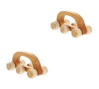 Healifty 2pcs Handheld Wooden Massage Roller Tool Convenient Body Massager for Legs and Face Durable Manual Roller for Stress Relief Muscle and Yoga Stretching