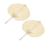 Healifty 2pcs Handmade Chinese Fans Handheld Cooling Fans with Natural Palm Leaves Decorative Wedding Favors and Photo Props for Parties and Home Decor