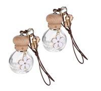 Healifty 2pcs Hanging Glass Car Diffuser Bottle Refillable Essential Oil Air Freshener Pendant with Wood for Versatile Car Scent and Perfume Use