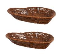 Healifty 2pcs Heart Shaped Handwoven Rattan Basket Rustic Wicker Bread Storage Tray for Picnic Kitchen Dining Easy to Clean Candy Vegetable Dessert Serving Bowls