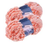 Healifty 2pcs Imitation Knitting Yarn Wool Soft Fluffy Yarn Faux Fur Yarn for Crochet for Clothes Scarf(Pink)