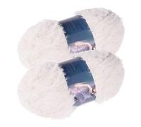 Healifty 2pcs Imitation Knitting Yarn Wool Soft Fluffy Yarn Faux Fur Yarn for Crochet for Clothes Scarf(White)