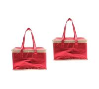 Healifty 2pcs Insulated Seafood Cake Pizza Bag Thermal Takeout Bag Reusable Insulated Food Carrier Decorative Pouch