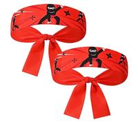 Healifty 2pcs Japanese Style Bandana Headwear in Red, Polyester Material Secure Fit and Comfortable Breathable Design, for Karate and Party Decorations