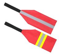 Healifty 2pcs Kayak Reflective Safety Flags with Red Vertical and Horizontal Stripes Kayak Warning and Towing Flags for Canoe Accessories for Water Sports