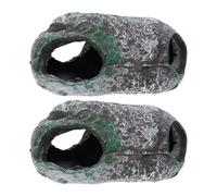 Healifty 2pcs Large Realistic Three-hole Stone Turtle Aquarium Decor Hideout Cave for Fish Tank, Household Reptile and Cichlid Shelter, Desktop Aquarium Accessory