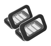 Healifty 2pcs Magnetic Makeup Palette Empty Eyeshadow and Lipstick Tray Portable Organizer with Windowed Lid for Travel and Cosmetic Storage