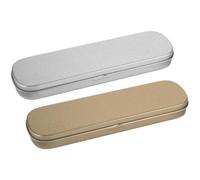 Healifty 2pcs Metal Pencil Case Pen Storage Box Flat Thin Pencil Case for Stationery and Makeup Brush Organizer for Back to School Party and Office Supplies