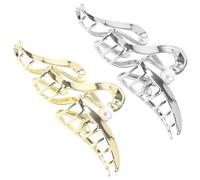 Healifty 2pcs Metal Wavy Hair Claw Clips with Pearl Decor for Women Large Hair Claws Adding Volume Elegant and Sophisticated for Party and Prom