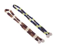 Healifty 2pcs Mini Knitted Doll Scarves Set, Striped Miniature Winter Craft Scarves with Pom-poms for Doll Making, DIY Mini Snowman Accessories in Brown and Teal Green