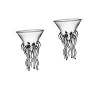 Healifty 2pcs Mixed Glasses Cocktail Drinking Cups Wedding Cup Bridal Shower Goblet Octopus Glass Holiday Cocktail Glasses Bar Flutes Beverage Serveware