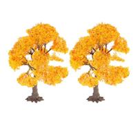 Healifty 2PCS Model Maple Tree: Thanksgiving Autumn Miniature Train Scenery - Architecture Fake Fall Trees for DIY Crafts Building Model Scenery Landscape 12cm