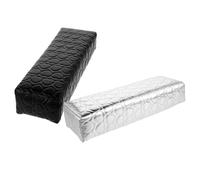 Healifty 2pcs Nail Art Hand Pillow Cushion, Nail Arm Rest Support Pad for Manicure, Pu Leather Hand Support for Beauty Salon and Home Use, Black and Silver