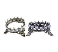 Healifty 2pcs Nail Coloring Brush Holder Classic Crown Shape and Elegant Pearl Design Practical and Portable Manicure Pen Rack for Nail Art and Painting