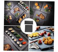 Healifty 2Pcs Natural Material Household Steak Tray Square Fruit Dessert Plates for Home Restaurant Hotel Use Easy Clean Western Food Serving Platters Safe Design