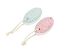 Healifty 2pcs Natural Round Volcanic Pumice Stone Foot Callus Remover Dead Skin Scrubber for Foot Care, Blue and Pink Set for Hard Skin Exfoliation and Smooth Heels