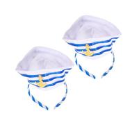 Healifty 2pcs Navy Sailor Hat Headbands with Captain Hat Design, Blue Marine Hair Hoops for Festival Cosplay and Nautical Theme Parties