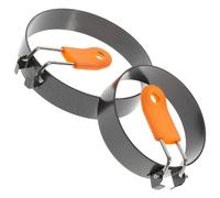 Healifty 2pcs Non-stick round Egg Frying Molds with Rubber Handle, Orange Pancake and Sandwich Cooking Rings for Home Kitchen Breakfast