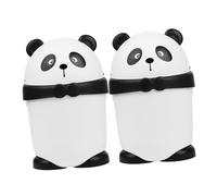 Healifty 2pcs Panda Trash Can with Lid Small Cute Desktop Garbage Bin for Bedroom Kitchen Office Flip Lid Design Controls Odors Compact and Multifunctional Waste Container for Home Use