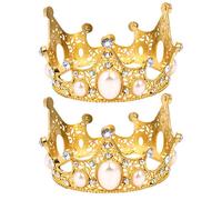 Healifty 2Pcs Pearl Crown Cake Decoration Creative Flower Adornment for Unforgettable Birthday Party Cake Decor