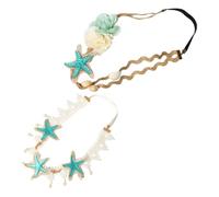 Healifty 2pcs Pearl Shell Headbands with Lace and Flower Design Adjustable Elastic Hair Bands for Women Charming Seashell Hair Accessories for Parties and Daily Wear