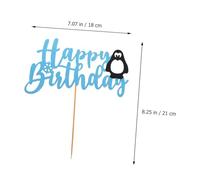 Healifty 2pcs Penguin Cake Toppers with Snowflake Design, Decorative Birthday Cake Insert Cards for Party Supplies, Delicate Non-edible Dessert Picks for Celebration