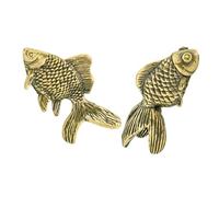 Healifty 2pcs Perpetual Abundance Brass Fish Figurines Small Feng Shui Animal Statues for Home Office Desktop Decor Financial Prosperity Ornament with Meticulous Craftsmanship and Life