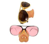 Healifty 2pcs Pig Nose Glasses for Parties Funny Cosplay Accessories Golden Pink Unique Decorative Eyewear for Birthday Halloween Dance Events Lightweight Comfortable Attention Grabbing