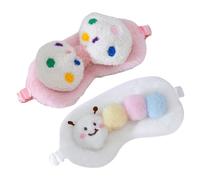 Healifty 2Pcs Plush Sleep Mask for Cute Elastic Eye Cover for Sleeping for Travel Home and Sleepovers Comfortable Night Mask Candy Colors