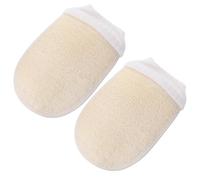 Healifty 2pcs Premium Loofah Exfoliating Gloves for Deep Body Scrubbing and Pore Cleansing Comfortable Bath Mitts for Smooth Skin Back Neck Shoulders Natural Material for Daily Shower Use