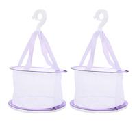 Healifty 2pcs Purple Hanging Mesh Drying Basket for Makeup Brushes and Beauty Sponges, Breathable Sponge Drying Rack with Hanging Net for Cosmetic Tool Organization and Laundry Storage