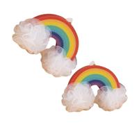 Healifty 2pcs Rainbow Bath Sponge Soft Exfoliating Mesh Loofah for Adults Generating Body Scrubber with Cute Friendly Design for Fun Bubble Bath and Massage