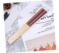 Healifty 2pcs Rainbow Folding Fan Lightweight Handheld Fan Portable Party Accessory for Summer Cooling Family Friends Shower Birthday Gift