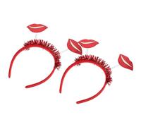 Healifty 2pcs Red Lip Shape Headbands for Valentine's Day Party, Adult Hair Accessories, Carnival Head Decor for Wedding and Festival Celebration