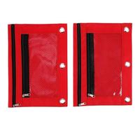 Healifty 2pcs Red Zipper Pencil Pouches 3-ring Binder Stationery Bags Oxford Cloth Portable Pen Storage Cases Large Pencil Containers for Students and Office Supplies