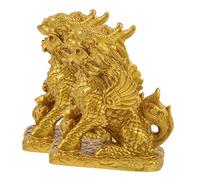 Healifty 2pcs Resin Lion Sculptures Chinese Style Feng Shui Decor Hand-painted Garden Ornaments for Home Office Bonsai Display
