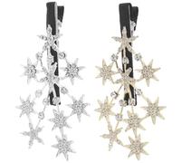 Healifty 2pcs Rhinestone Five-pointed Star Hair Clips for Women Small Korean Duckbill Barrettes with Silver and Gold Sparkly Star Hair Accessories for Bangs and Fine