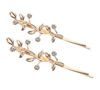 Healifty 2pcs Rhinestone Hair Clip Hair Barrette Delicate Decoration Versatile Use Women Elegant Simple Stylish Minimalist Shiny Sophisticated Casual Outings Golden Alloy Accessory