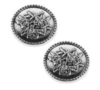 Healifty 2pcs Rose Pattern Button Cover Clips for Shirts, Silver Alloy Vintage Elegant Button Jewelry Accessories for Men and Women Suitable for Social Events