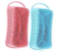 Healifty 2pcs Silicone Body Scrubbers Exfoliating Bath Brush for Gentle Cleansing and Deep Cleaning Space Saving Design with Lanyard for Daily Use Shower and Bath