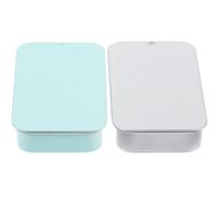 Healifty 2pcs Sliding Lid Bird Feeder Box for Outdoor and Garden Use Small Metal Bird Food Container Set in Silver and Teal Portable Training Feeders for Wild