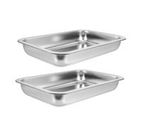 Healifty 2pcs Small Kitten Litter Box Stainless Steel Open Metal Cat Toilet Tray 304 Material 0.8mm Thick Portable Cat Litter Container for Travel and Indoor Use