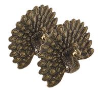 Healifty 2pcs Solid Brass Peacock Figurines with Open Tail Design Vintage Office Desk Decor for Professional Workspace Artistic Animal Sculptures for Home and Living Display