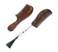 Healifty 2Pcs Solid Wood Massage Hair Comb Set for Women and Men, Anti-Static Wooden Scalp Massager, Small Portable Vintage Sandalwood Combs for Travel and Daily Hair Care