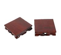 Healifty 2pcs Solid Wood Vase Stand Square Display Pedestal for Teapot Teaware Holder Bonsai Plant Pot Home Office Decoration