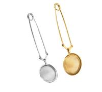 Healifty 2pcs Stainless Steel 304 Tea Strainers Tea Filters for Home and Office Golden + Silver