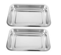 Healifty 2pcs Stainless Steel Cat Litter Box 304 Metal Small Open Top Kitten Toilet Tray 20x27x4.8cm Sturdy Pet Toilet for Cats and Small Animals