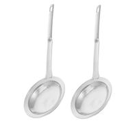 Healifty 2pcs Stainless Steel Fine Mesh Skimming Spoon for Kitchen Use Grease and Foam Remover for Soups and Stews Strainer for Healthier Cooking