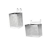 Healifty 2pcs Stainless Steel Square Chopstick Drying Rack Holder with Hooks Double and Single Compartment Cutlery Drainer Basket for Kitchen Utensil Organization and Efficient Water