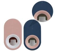 Healifty 2pcs Toothpaste Dispenser Stand Toothpaste Squeezer Plastic Punch Free Bathroom and Youth Hostel Blue Pink